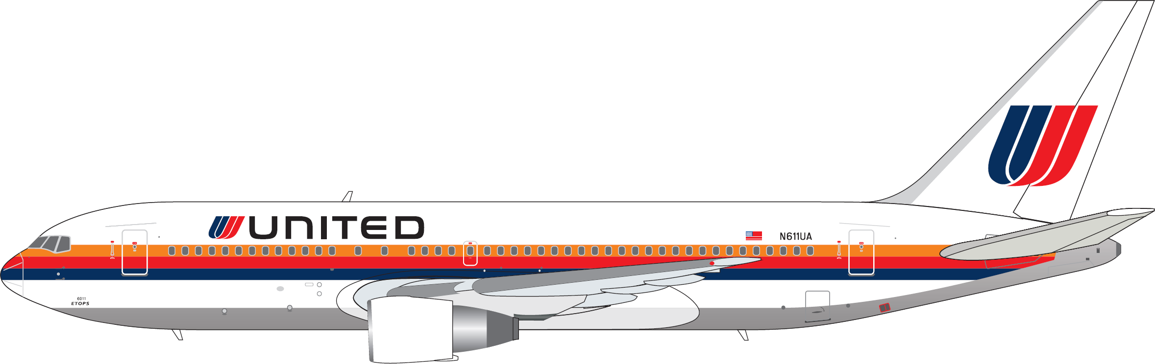 V1:400 UNITED AIRLINES BOEING 767-200ER - N611UA PRE ORDER