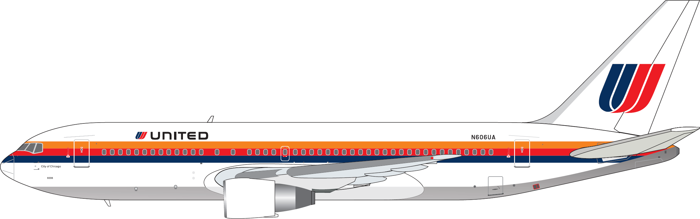 V1:400 UNITED AIRLINES BOEING 767-200 - N606UA PRE ORDER