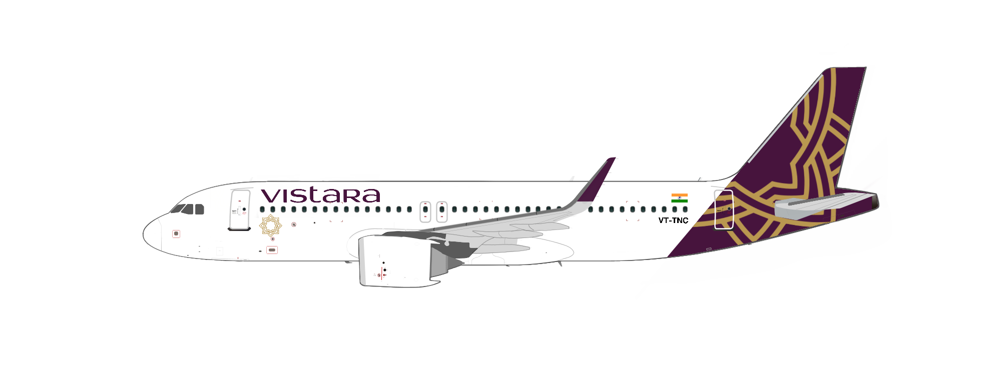 1:400 PANDA VISTARA A320neo VT-TNC