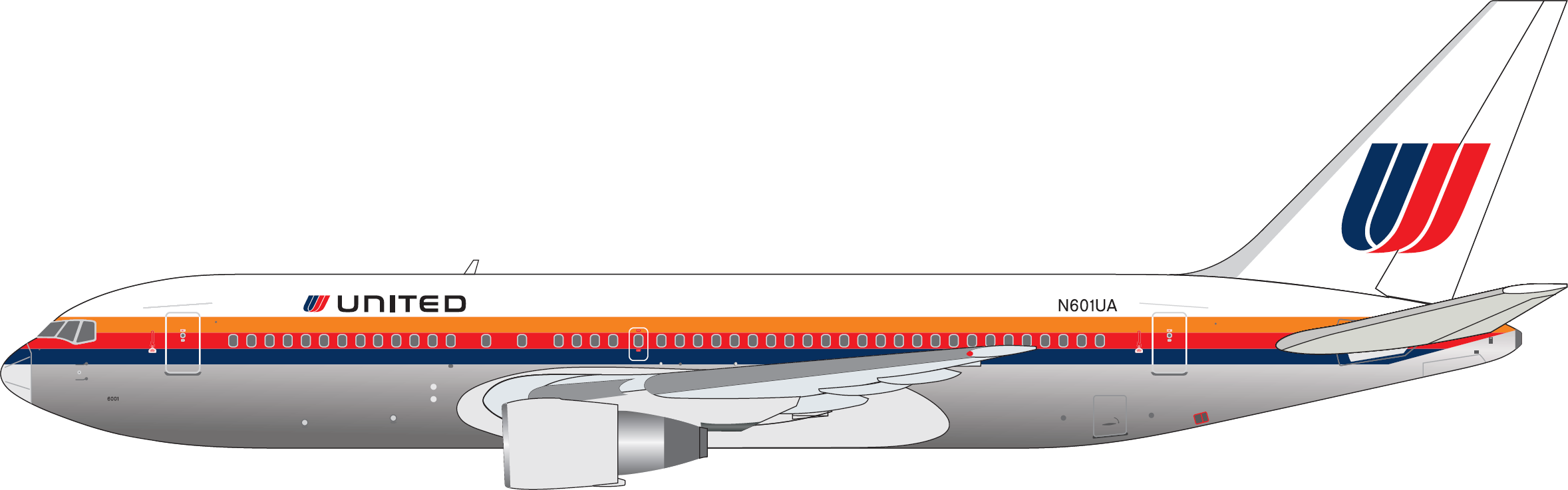 V1:400 UNITED AIRLINES BOEING 767-200ER - N601UA PRE ORDER